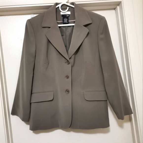 East 5th Nanotex Fabric Womens Size 12, 3 Button Military Green Blazer Jacket - Picture 1 of 7